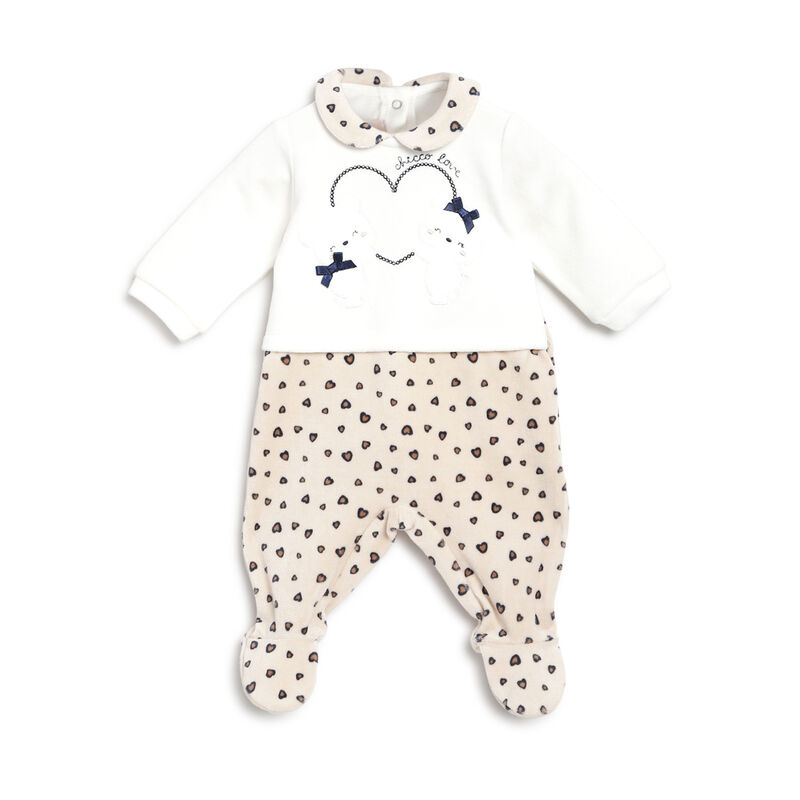 Girls Bronze Printed Nappy Opening Babysuit image number 0
